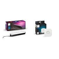 Philips Hue (1) Smart Play Light Bar Base Kit, Black with (1)Bridge - White & Color Ambiance LED Color-Changing Light - 1 Pack - Control with App - Works with Alexa, Google Assistant and Apple HomeKit