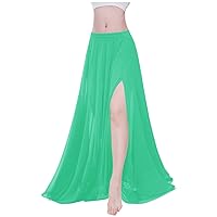 Women Full/Ankle Length 2 Slide Slit Skirt Maxi Chiffon Long Petal