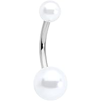 Body Candy Stainless Steel White Shining Orb Belly Button Ring