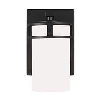Generation Lighting 4121601-112 Robie Etched/White Glass Cylinder Wall Sconce Lighting Fixture, 1-Light 75 Watt, 8