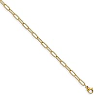 JewelryWeb 3mm Chisel Stainless Steel Polished Yellow Ip Plated Elongated Open Link Paperclip Necklace With 2 Inch Extension 15 Inch