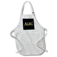 3dRose Alec popular baby boy name in America. Yellow on black charm gift - Aprons (apr-362774)