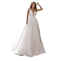 Elegant Wedding Dress V-Neck Flower Straps Sleeveless Chiffon A-Line Bridal Gown