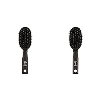 Goody Mini Cushion Hair Brush - Oval Travel Hairbrush for All Hair Types, Tangles Knots With Ease Without Tears or Breakage - Pain-Free Hair Accessories for Women, Men, Boys, and Girls (Pack of 2)