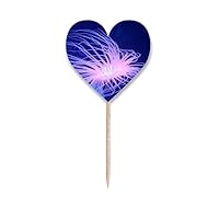Ocean Blue Jellyfish Science Nature Toothpick Flags Heart Lable Cupcake Picks
