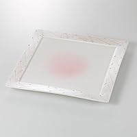 Pink Ichini, Square Angle 9.0 Dish, 10.6 x 10.6 x 0.7 inches (27 x 27 x 1.8 cm), 39.0 oz (990 g), Appetizer Plate, Restaurant, Commercial Use,