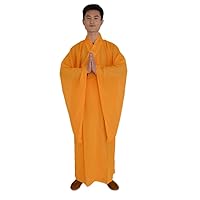 Shaolin Temple Zen Buddhist Robe Monk Meditation Kung Fu Gown Unisex Yellow