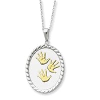 Hand Prints Sterling Silver Pendant with 14K Gold Accent