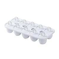 10 Cavity Durable Ice Lollys Mould Easy Release Ice Cream Molds with Ring Plastic Stick Reusable Popsicles Maker Mold