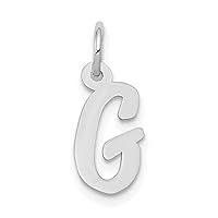 11mm 10k White Gold Small Script Letter Name Personalized Monogram Initial Charm Pendant Necklace Jewelry for Women