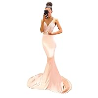Women's Sweetheart Neckline Lace Satin Mermaid Wedding Dresses for Bride with Train Bridal Ball Gowns
