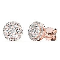 The Diamond Deal 18kt White Gold Womens Round Cut White VS Diamond Earrings 0.42 Cttw (7mm)