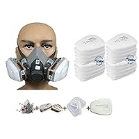 EROCK Half Facepiece Reusable Respirator 6200 with 12Pcs Filters, Professional Organic Steam Respirator Widely Used in Organic Gas, Paint Spray, Chemical, Woodworking