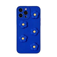 for 3D Flower Phone Case for iPhone 14 13 12 Mini 11 Pro XS Max XR X 8 Plus Silicone Shockproof Cover Lens Protection, Blue,for iPhone 12