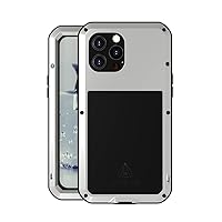 LOVE MEI for iPhone 13 Pro Max Case, Outdoor Sports Waterproof Military Heavy Duty Shockproof Dustproof Hybrid Aluminum Metal+Silicone+Tempered Glass Case Cover for iPhone 13 Pro Max 6.7'' (Silver)
