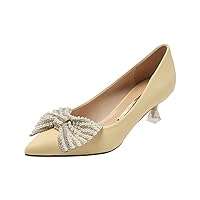 Women Fashion Classic Low Stiletto Heels Pump Shoes,with Jewel Buckle