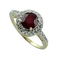 Carillon Certified Ruby Gf Round Shape Natural Earth Mined Gemstone 10K Rose Gold Ring Anniversary Jewelry for Women & Men