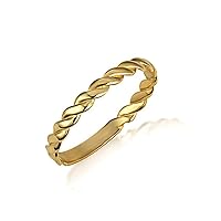 Claddagh Gold Women's 10K or 14K Rope Twist Stackable Band Ring Available in Yellow Rose and White Gold with multiple ring sizes