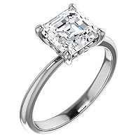 Mois 1 CT Asscher Cut Colorless Moissanite Engagement Ring Wedding/Bridal Ring, Diamond Ring, Anniversary Solitaire Halo Accented Promise Vintage Antique Gold Silver Ring Perfact for Gift