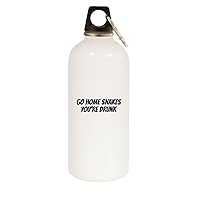 Go Home Snakes You're Drunk - 20oz Stainless Steel Water Bottle with Carabiner, White