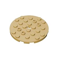 Gobricks GDS-843 Plate, Round 6 x 6 with Hole Compatible with Lego 11213 All Major Brick Brands Toys,Building Blocks,Technical Parts,Assembles DIY (5 Tan(031),7 PCS)
