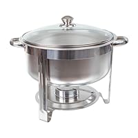 Round 7.5 QT Chafing Dish Buffet Set - Includes Water Pan, Food Pan, Fuel Holder, and Stand - Food Warmers for Parties by Classic Cuisine