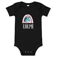 Uni.Me Baby Short Sleeve one Piece with Unicorn Design Black