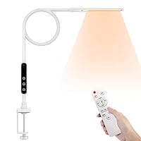 LED Desk Lamp with Clamp, Workbench Light, 10W Eye-Caring Desk Lights, 5 Brightness Levels with Remote Control, Flexible Gooseneck Task Lamp for Office Work Drawing Study Lamp (White)