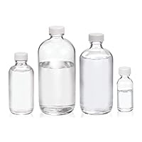 Wheaton W216806 Boston Round Bottle, Clear Glass, Capacity 1oz With 20-400 White Polypropylene PTFE Faced Foamed Polyethylene Lined Screw Cap, Diameter 31mm x 79mm (Case Of 48)