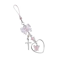 Sweet Bowknot Heart Cross Flower Charm Pendant Phone Straps Pocket Keychain Strap Hanging For Keys Bag Purse Pendant