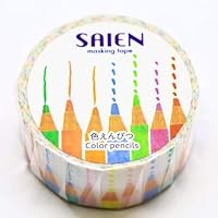 Kamiiso - Saien Masking Tape - Washi Tape (20mm) - Color Pencil Crayon - for Scrapbooking Art Craft DIY Photo Album Decoration