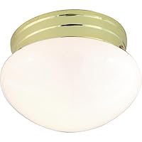 NUVO SF77/059 One Light Mushroom Flush Mount, Polished Brass/White Glass