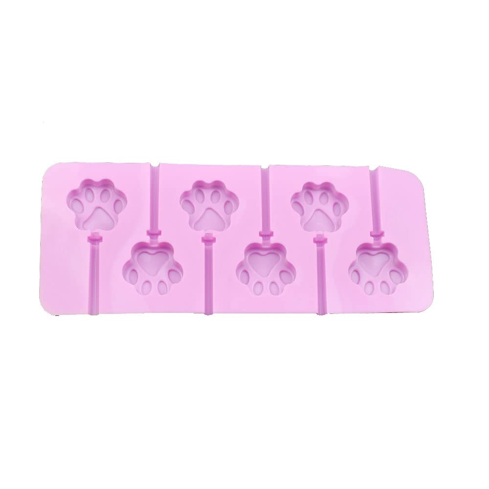 Paw Silicone Lollipops Mold 6-Capacity Chocolate Hard Candy Mold Cat Dog Pet Paw Ice Cream Making Fondant Cupcake Topper Decoration