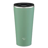 Zojirushi SX-FA45-GZ Stainless Steel Tumbler with Lid, Rotary Open and Close Lid, Heat Retention, Office Work, Home Time, 15.9 fl oz (450 ml), Ash Green