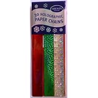 Pack of 30 Coloured Holographic Paper Chains Arts Crafts Christmas Decoration