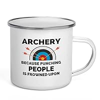 Archery Camper Mug 12oz - Archery because punching - Archery Shot Trainer Crossbow Compound Bow Hunting Arrow