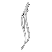 6.65mm 925 Sterling Silver Rhodium Plated CZ Cubic Zirconia Simulated Diamond Fancy Curved Pin Brooch Jewelry Gifts for Women