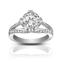 1.50 ct Ladies Round Cut Diamond Engagement Ring 18 kt White Gold