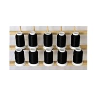 10-Cone Polyester Embroidery Thread Kit - Black - 1100 Yards - 60wt