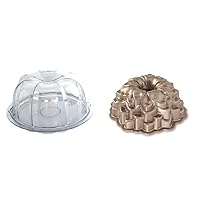 Nordic Ware Cake Keeper and Blossom Bundt Pan Bundle | Clear + Toffee