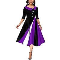 Curvy Dresses for Women Plus Size Spring Summer 2024 V Neck Half Sleeve Print Dress A Line Long Flowy Dress Swing Casual Loose Fashion Outfits Formal Trendy Purple 3XL