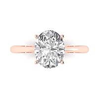 Clara Pucci 2.6 ct Brilliant Oval Cut Solitaire Stunning Moissanite Classic Anniversary Promise Engagement ring 18K Rose Gold for Women