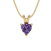 Clara Pucci 0.45ct Heart Cut Designer Simulated Alexandrite Gem Solitaire Pendant Necklace With 18