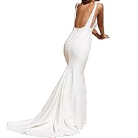 2023 New Summer Sexy Satin Sleeveless Backless Mermaid Women Wedding Dresses White Slim Long Bride Gown