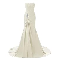 Lily Weddding Womens Sweetheart Mermaid Prom Bridesmaid Dresses 2020 Long Formal Evening Ball Gowns FED00302 Ivory Size18 Plus