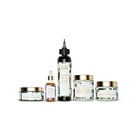 ALODIA Scalp Health & Hydration Bundle - 12oz Deep Conditioning Masque, 8oz Organic Black Soap Wash, 8oz Curl Enhancing Creme, 2oz Scalp Care Infusion - Hair Care Kit for Dry Scalp and Itchy Skin