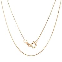 The Diamond Deal 10K SOLID Yellow or White or Rose/Pink Gold 0.45mm Shiny Classic Box Necklace Chain for Pendant and Charms with Spring Ring Clasp Womens Jewelry (16