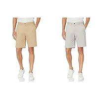 Tommy Hilfiger Men’s Casual Stretch 9” Inseam Chino Shorts (Mallet/Drizzle Bundle)