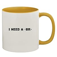 I Need A - 11oz Ceramic Colored Inside & Handle Coffee Mug, Golden Yellow