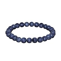 Natural Sapphire  Gemstone round 6mm smooth 7inch Beads Stretchble bracelet crystal healing energy stone bracelet for Women & Men Adjustable Size